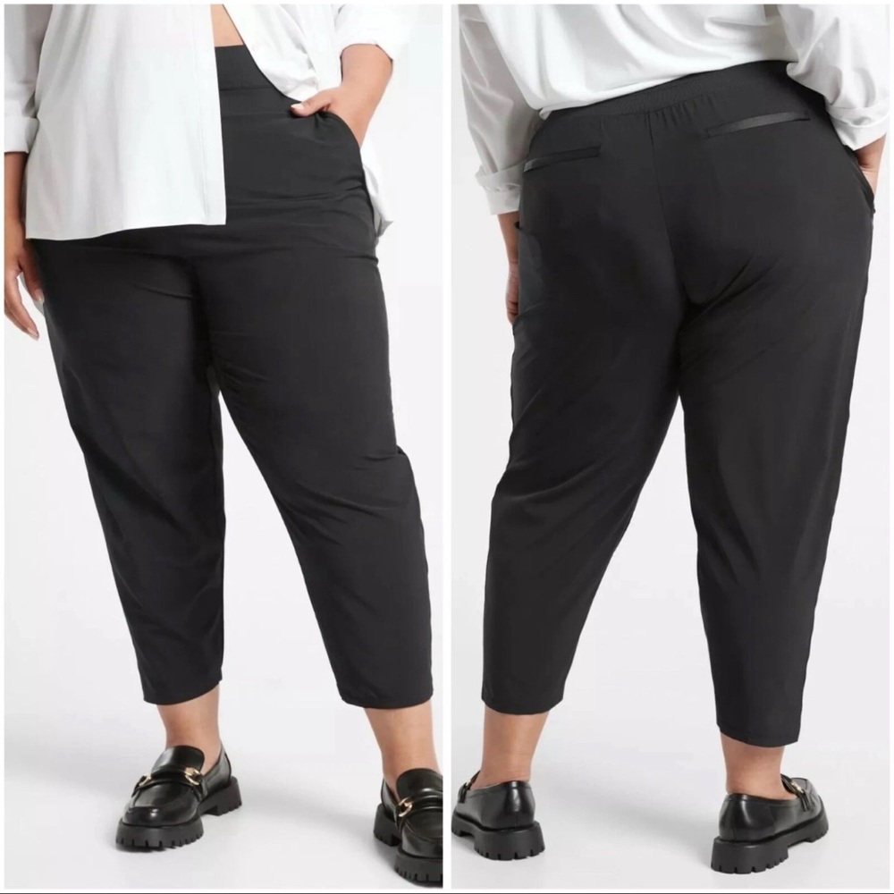 Athleta Nolita Slim Tapered Crop Pants Black, Size 26